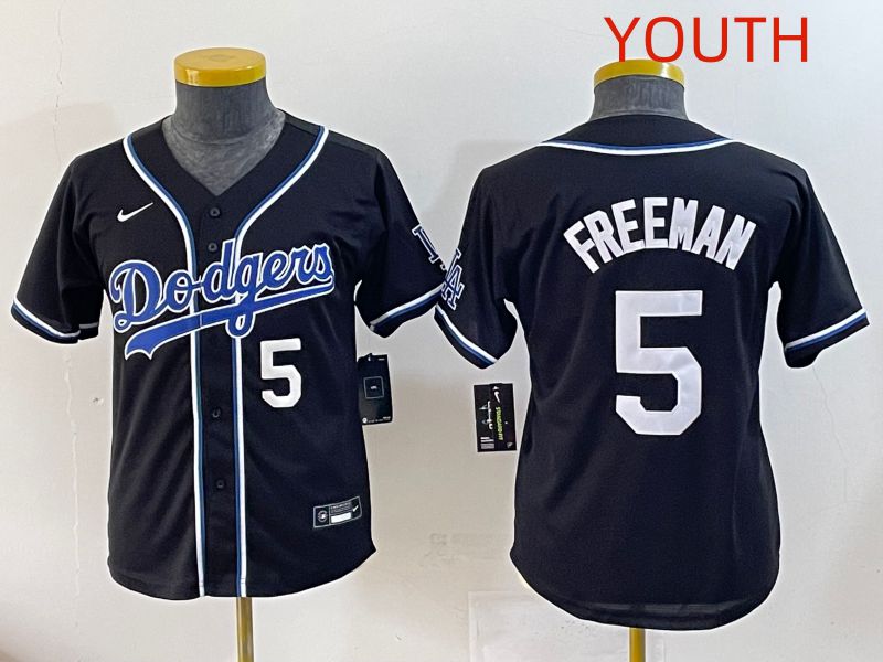 Youth 2025 Los Angeles Dodgers #5 Freeman Black Three generations Fashion Nike MLB Jersey style 3->youth mlb jersey->Youth Jersey